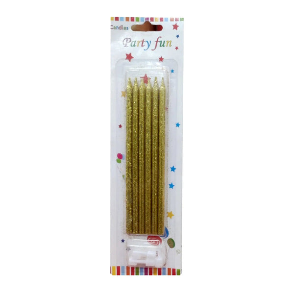 Birthday Golden & Silver Glitter Candle 6Pcs Pack