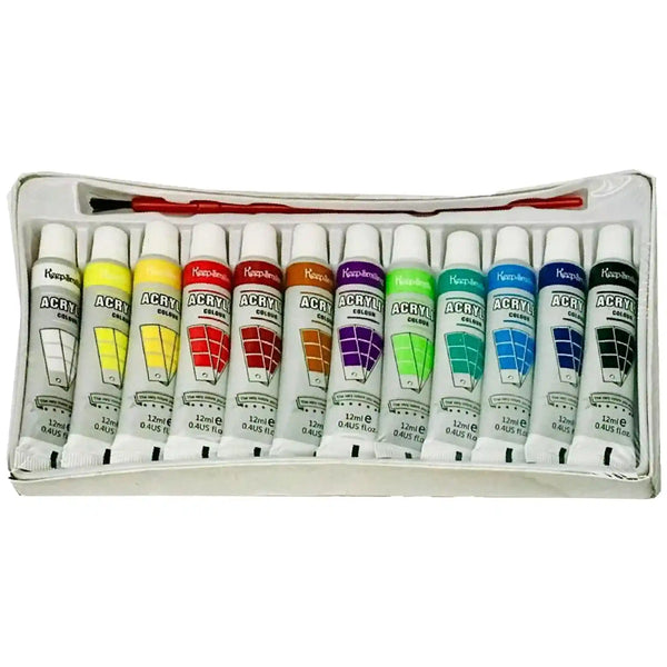 Keep Smiling Acrylic Colours 12pcs Pack 12ml Tube