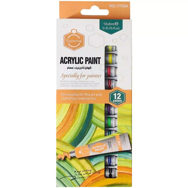 Keep Smiling Acrylic Colours 12pcs Pack 6ml Tube