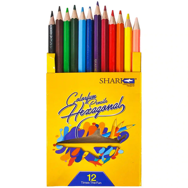 Shark 12 Colour Pencil Half Card CPH 1012 Pack