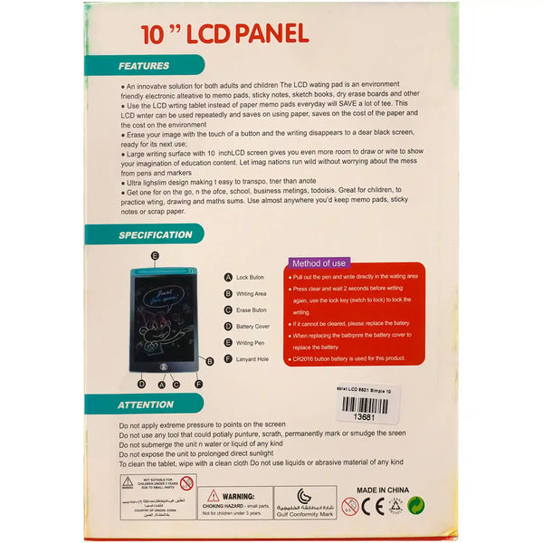 Writing Tablet LCD Panel 10" Inch